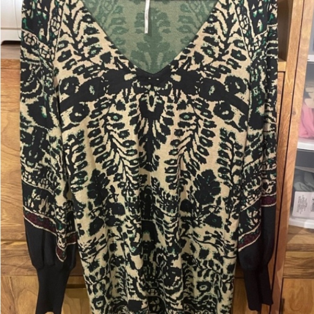 NWOT Free People Music And Lyrics Balloon Sleeve Printed Sweater Dress - Picture 3 of 9
